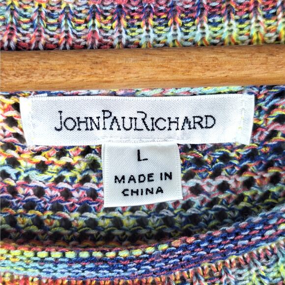 Womens‎ Sweater Large Rainbow Colorful Crochet Boho Cozy Comfy Pullover Artsy - Picture 2 of 7